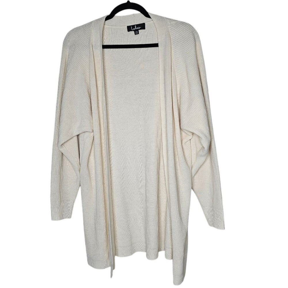 ❤️Lulus Size XS Cream Ivory Comfy Open Front Cardigan Sweater Ribbed Knit